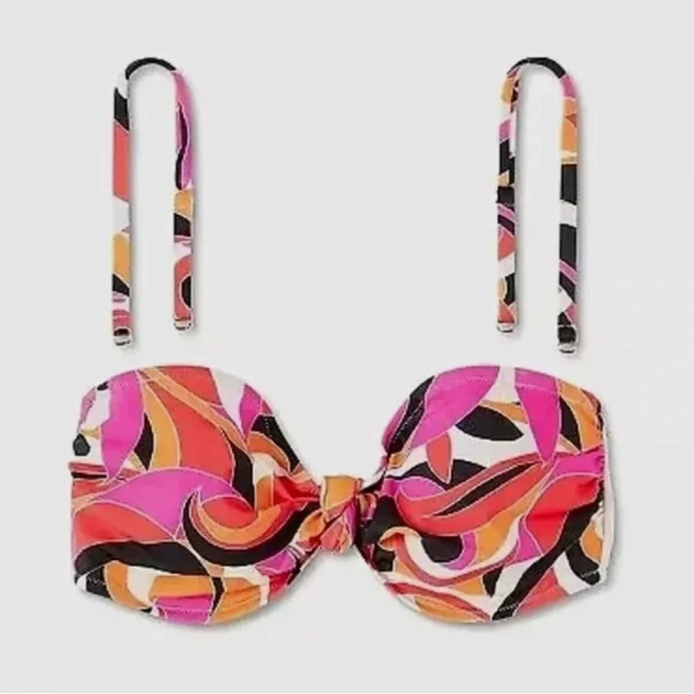 🐣NWT Shade & Shore Multicolor Strapless Bikini Top w/ Removable straps - Picture 2 of 10